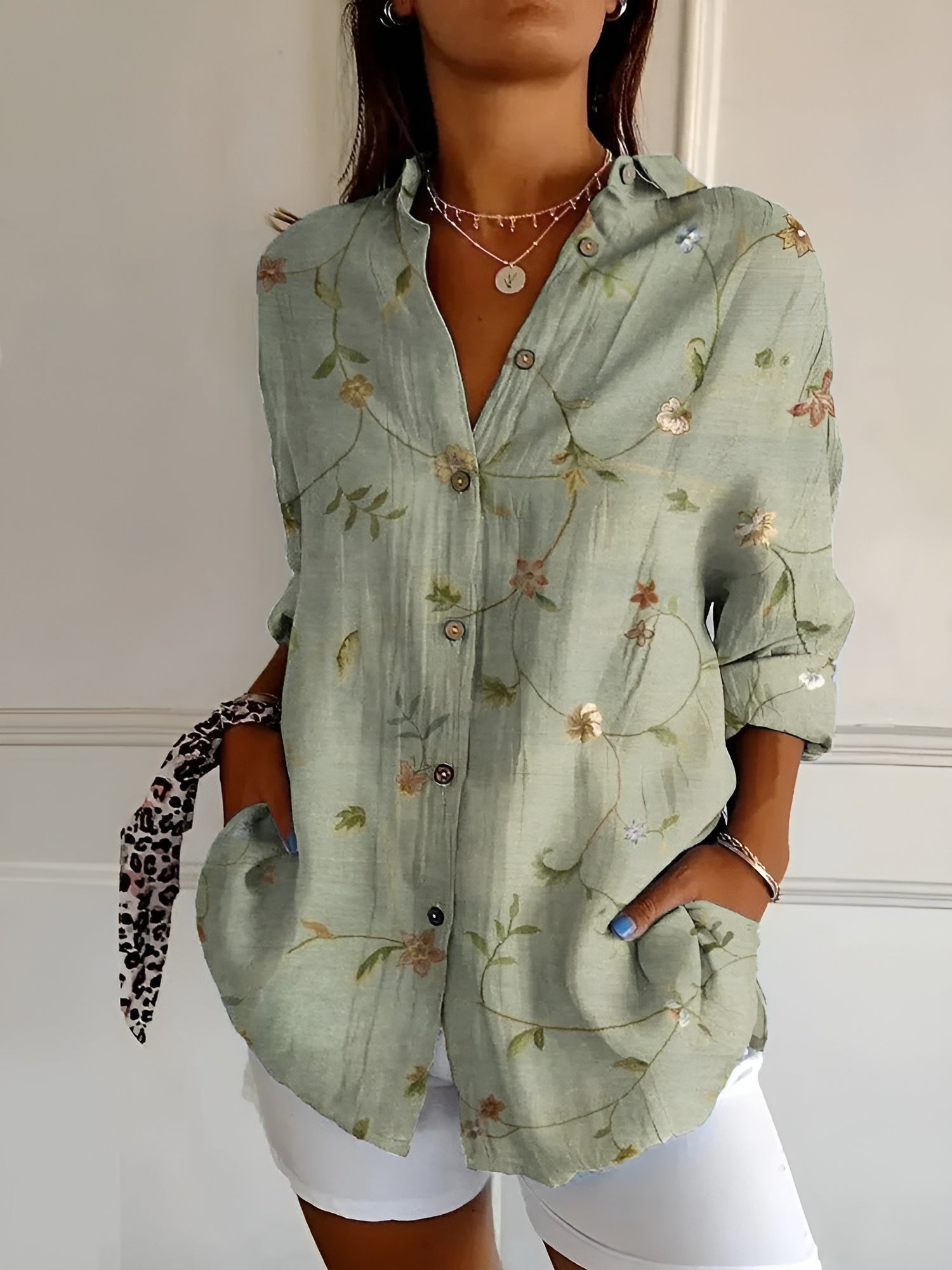 Women’s Blouse | Button-Front with Prints