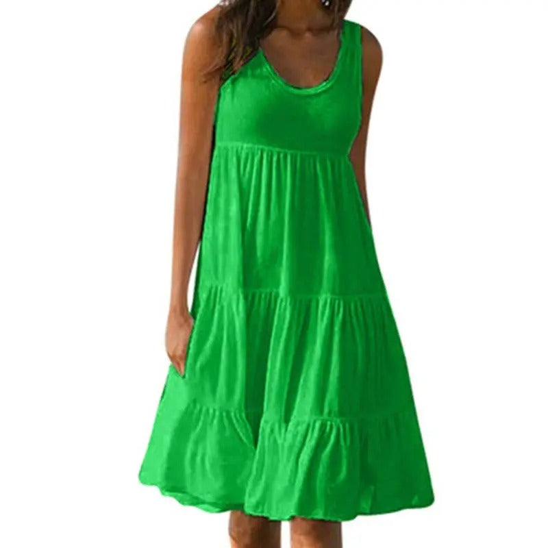 Women’s Dress | Sleeveless Round Neck Midi