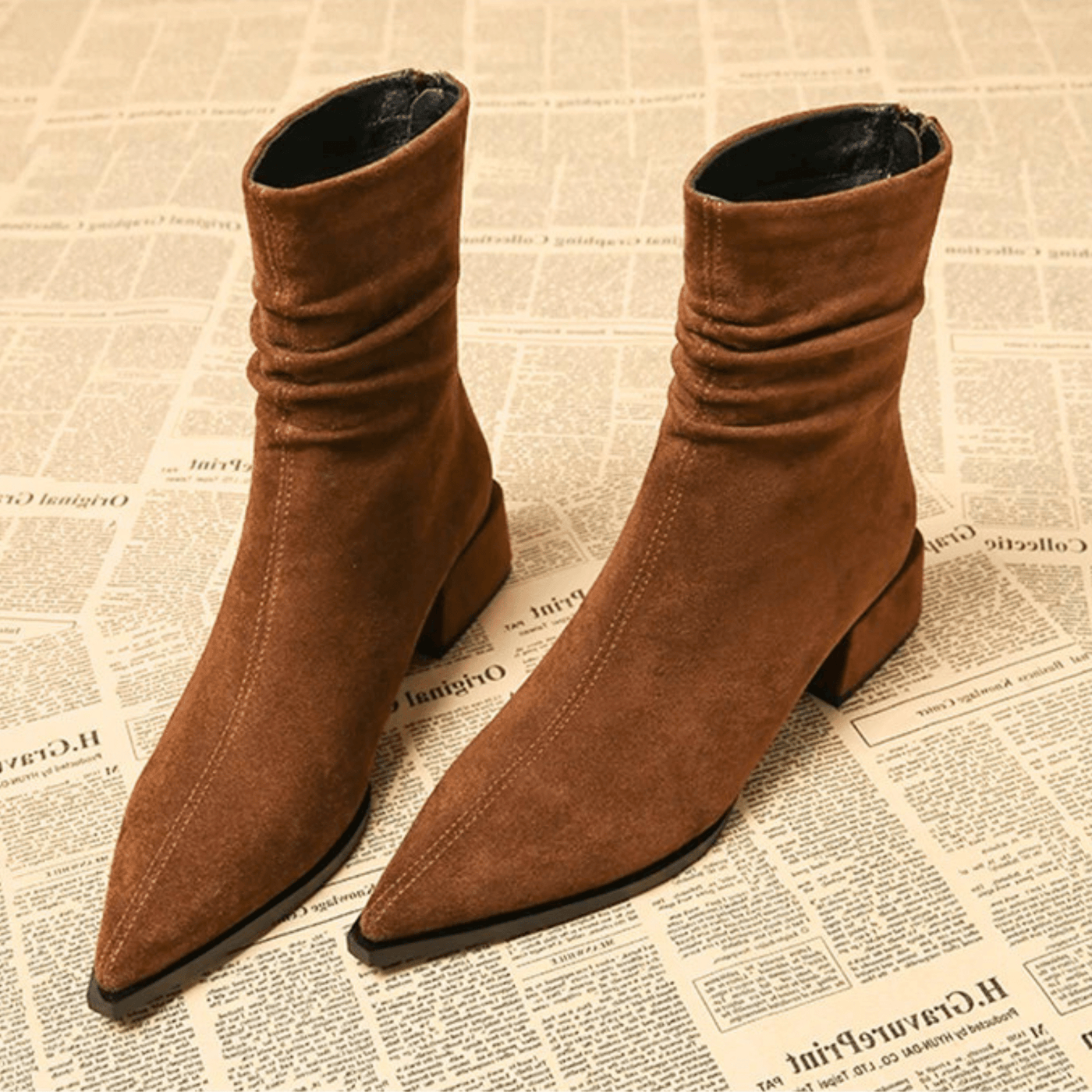 Ellen | Boots For Women | Pointed Toe Ankle Block Heel