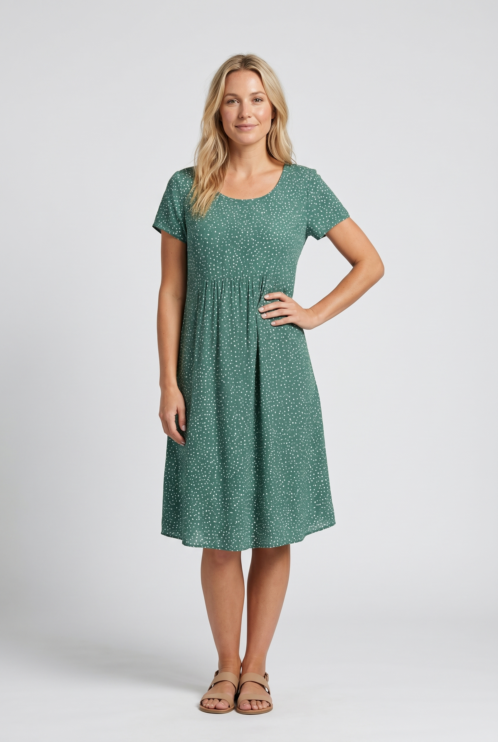 Women's Summer Dress | V Neck Short Sleeve Midi